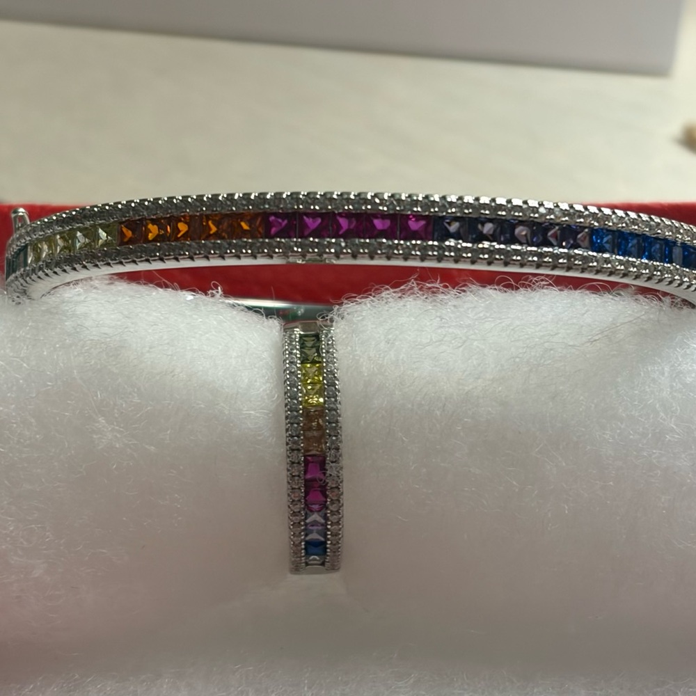 Multicolor Silver Bracelet And Ring Set - image 7